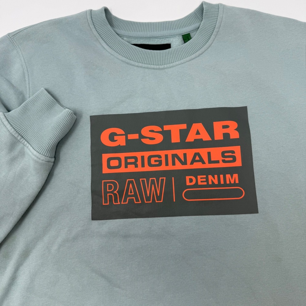G-Star Raw Originals Mens XS Light Green Graphic Crewneck Sweatshirt Recycled‎